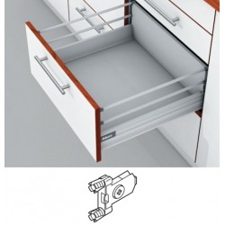 Blum Tandembox stalčius su šv. pritraukimo funkcija, H-204mm su 2 kartelėmis, su gręžiamu fasado laikikliu