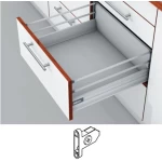 Blum Tandembox stalčius su šv. pritraukimo funkcija, H-204mm su 2 kartelėmis, su prisukamu fasado laikikliu pilkas 350mm