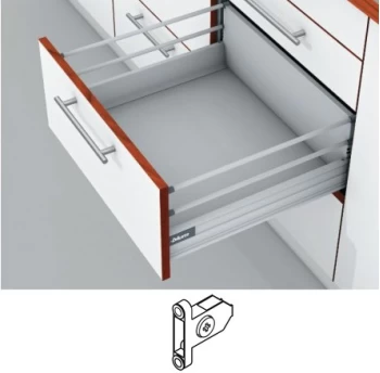 Blum Tandembox stalčius su šv. pritraukimo funkcija, H-204mm su 2 kartelėmis, su prisukamu fasado laikikliu baltas 400mm